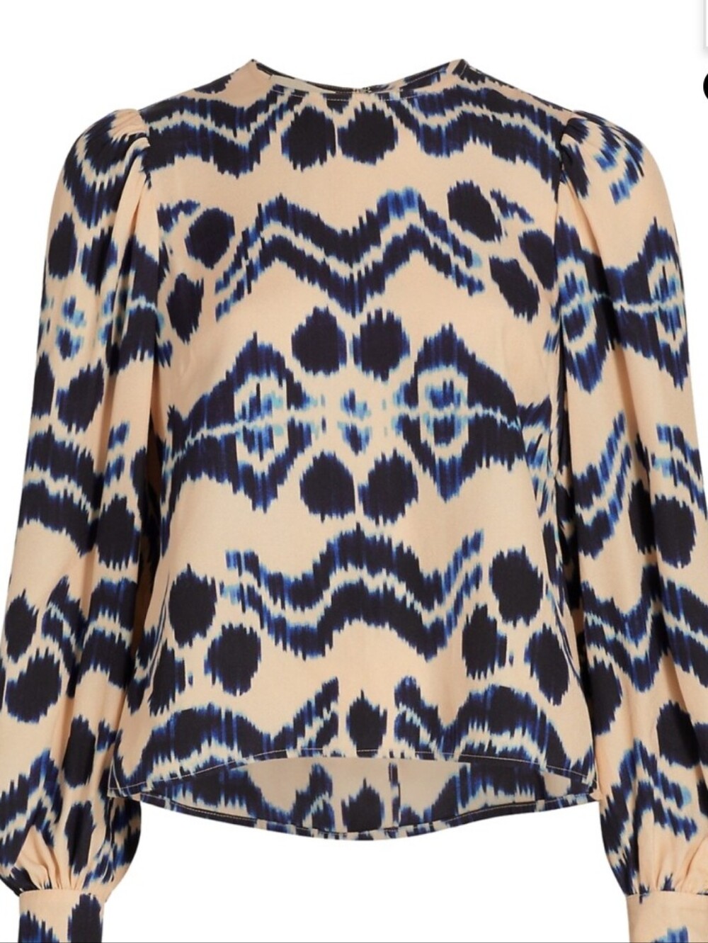 Ulla Johnson Liliana Navy & Cream Ikat-Print Blouse Size 4 Nwt - Picture 5 of 14